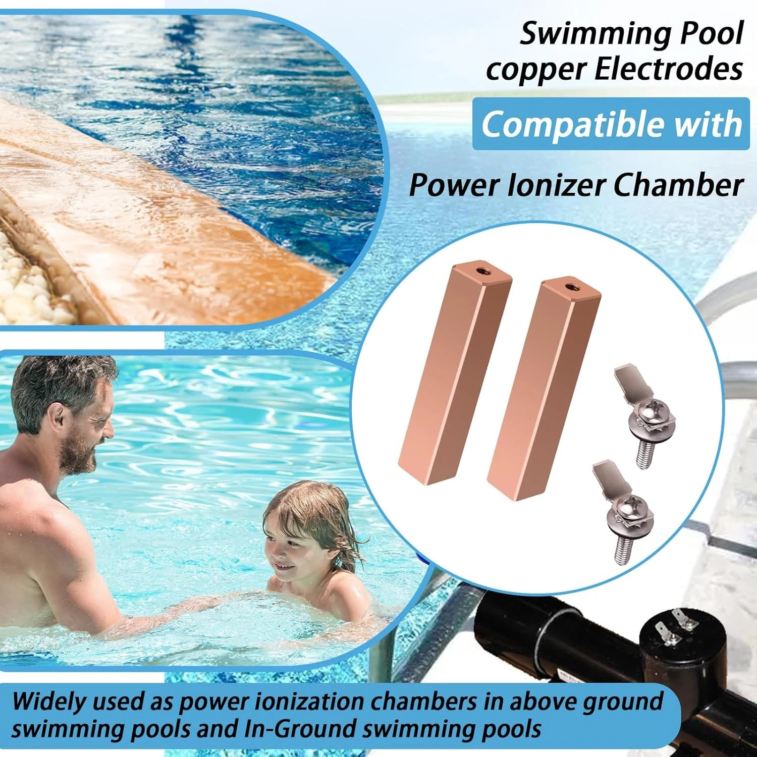 Swimming Pool Copper Electrodes Fits Power Ionizer Chamber,Replace Electrodes