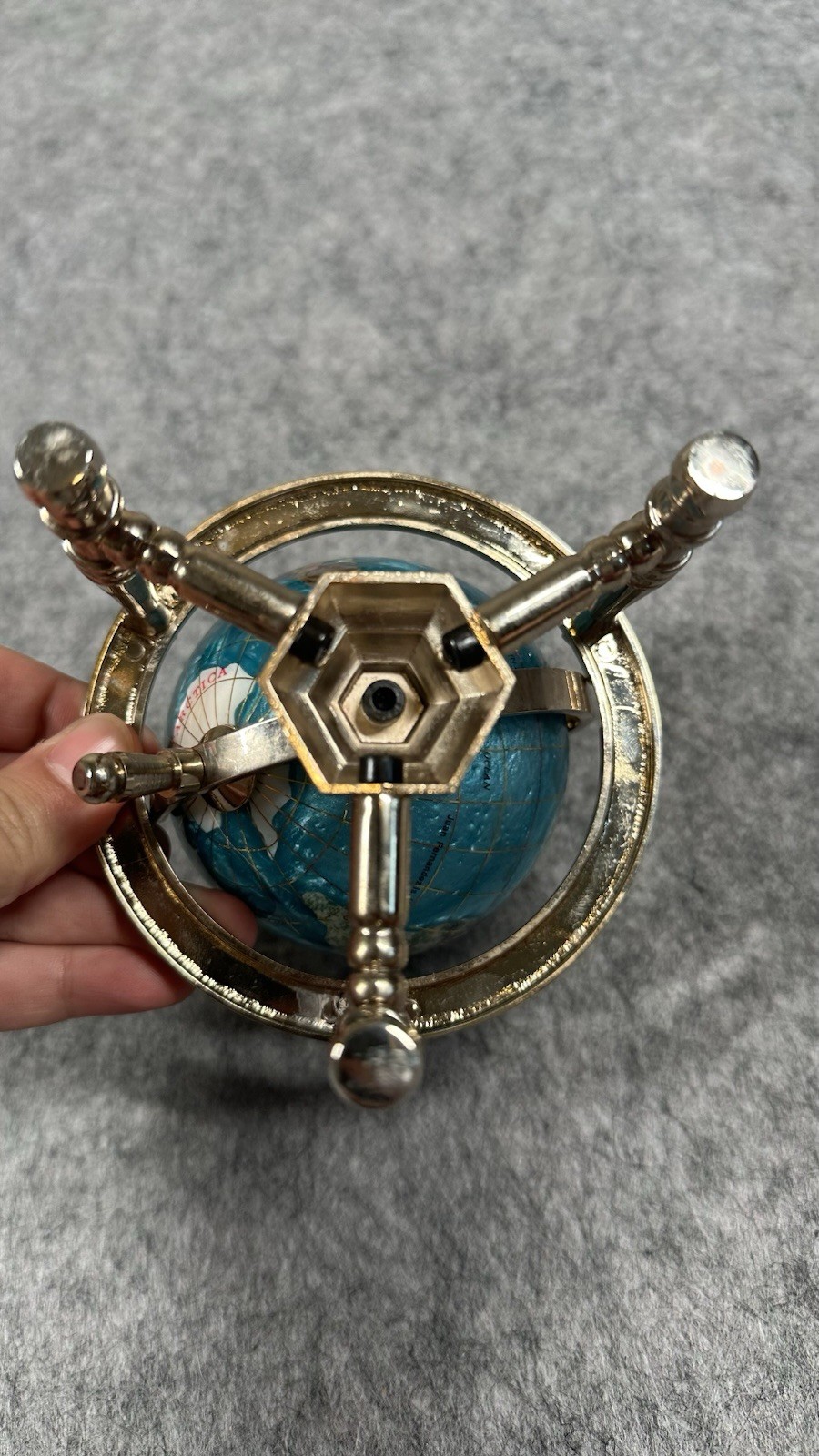 Multicolor Rotating Desktop Globe w Silver Tone Metal Holder