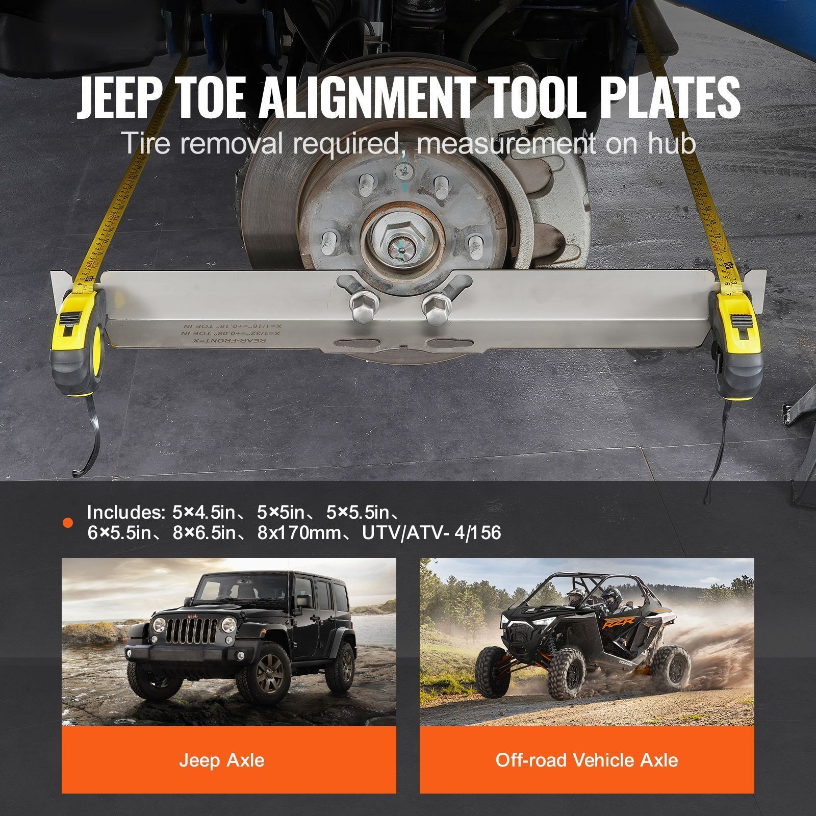 Stainless Wheel Alignment Toe Plates 2-Pack w/ 2 Tapes
