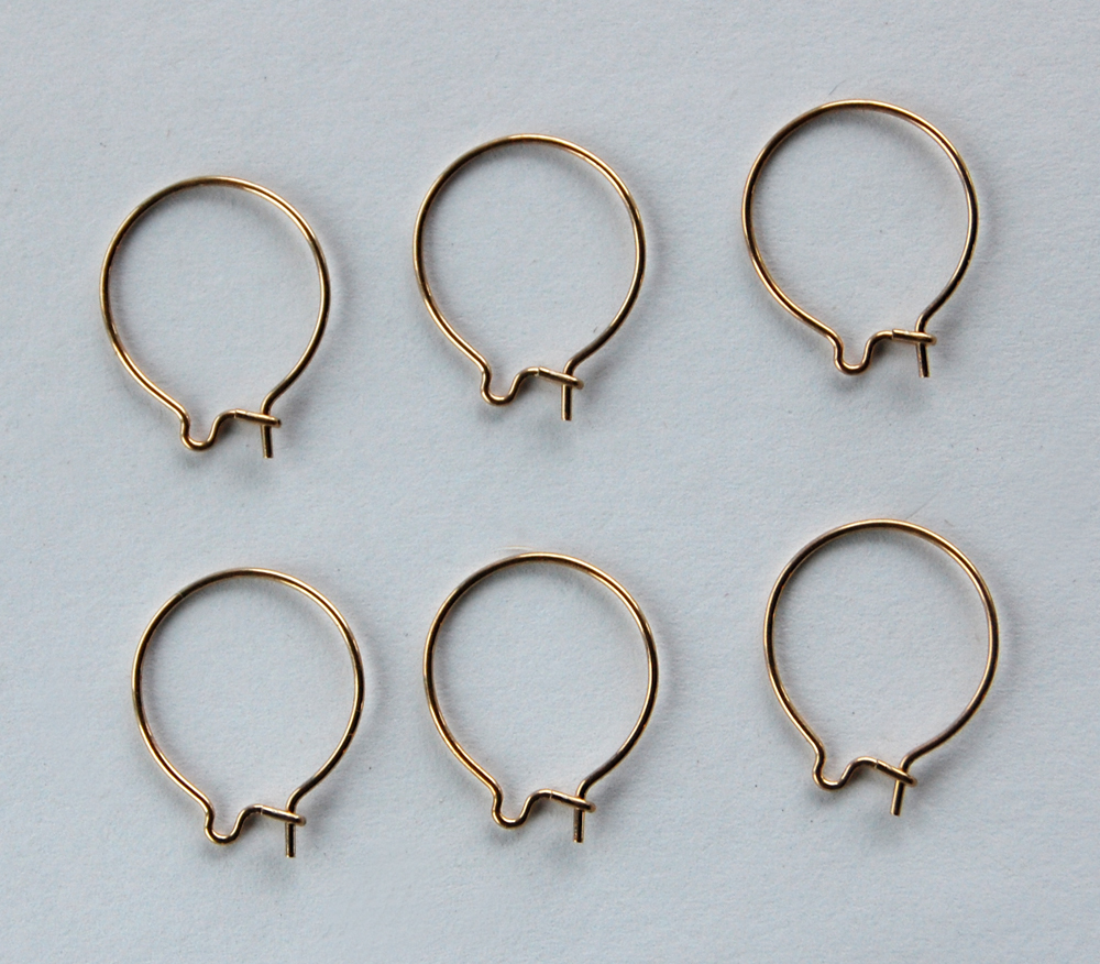 GOLD COLOR PLATED ROUND CIRCLE EARRING WIRES EAR WIRE 3 PAIRS • 14mm