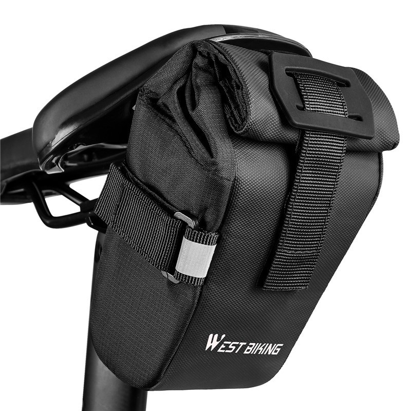WEST BIKING Bicycle Saddle Bag Waterproof Reflective Bike Seat Tail Bag Black