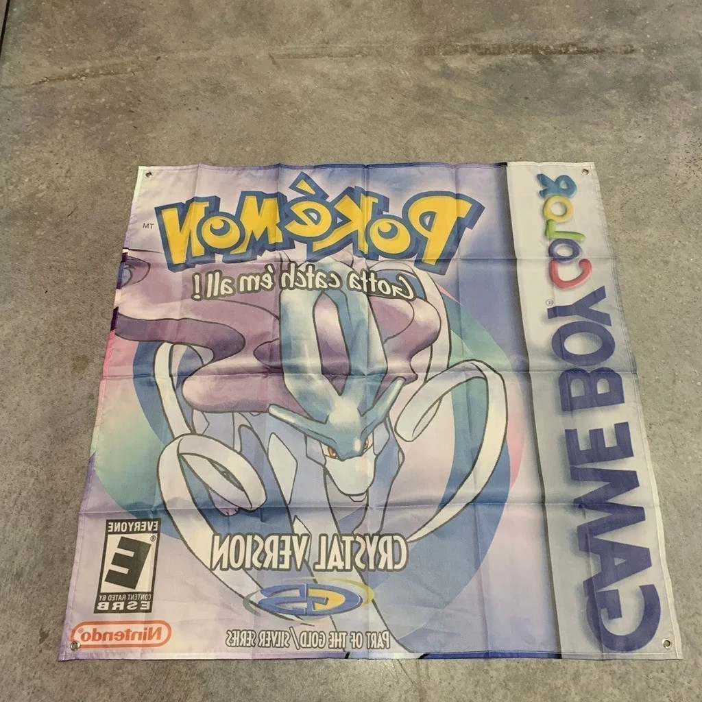Pokemon Crystal Version Game Boy Advance Wall Tapestry 3x3 Ft
