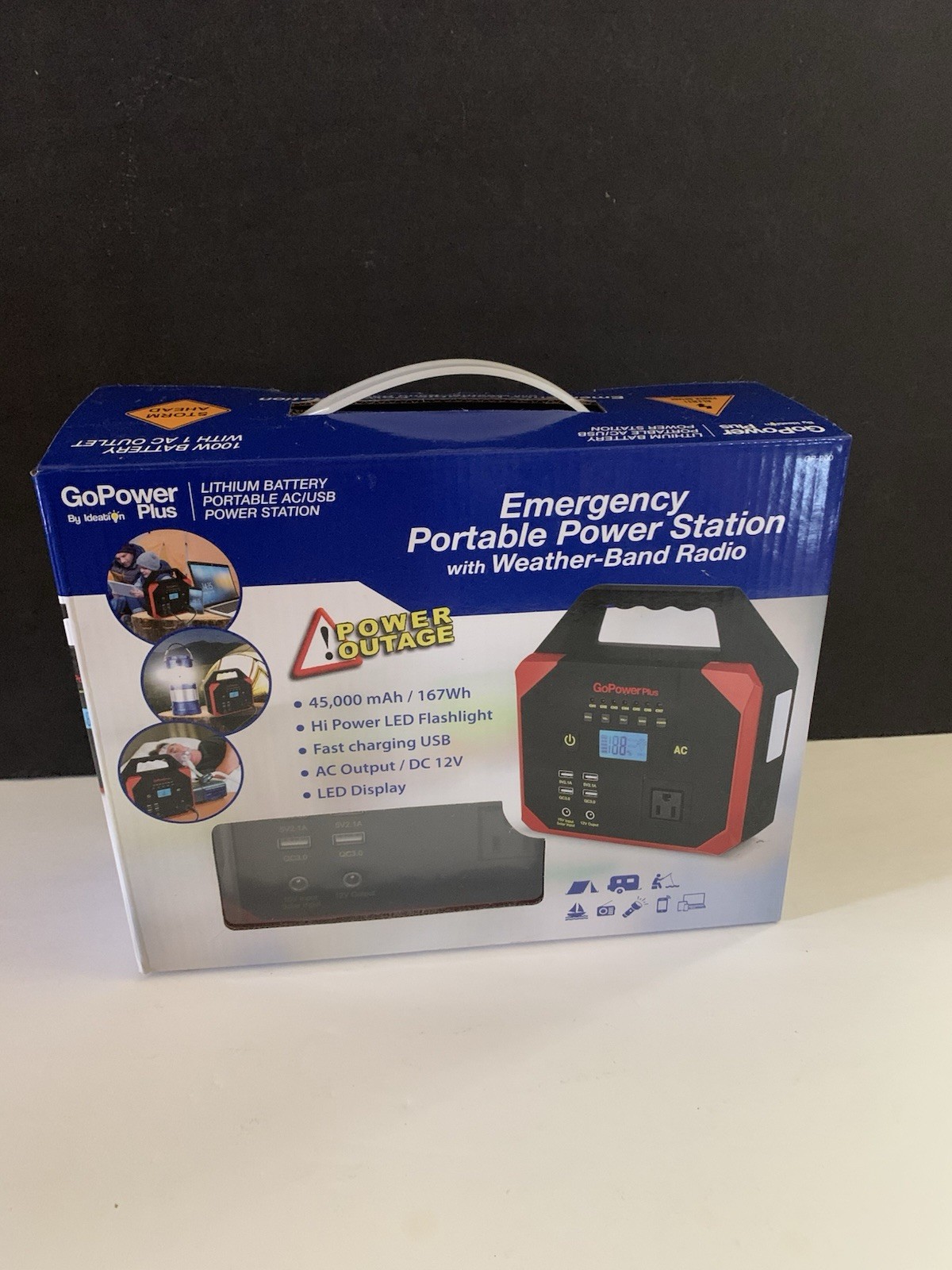 GoPower Plus 45,000 mAh Emergency Power Station GP 200 AC DC Weather Band Radio