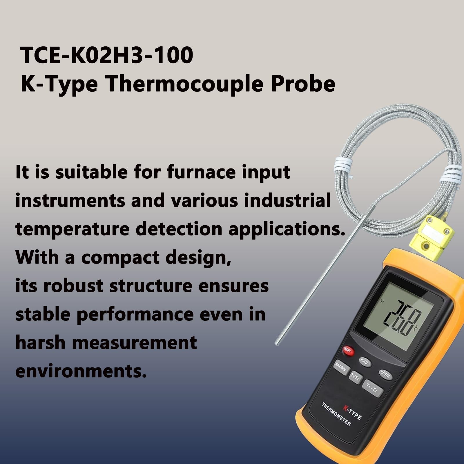 2 PCS TCEK02H3100 KType Thermocouple Probe 681120F Temperature Sensor