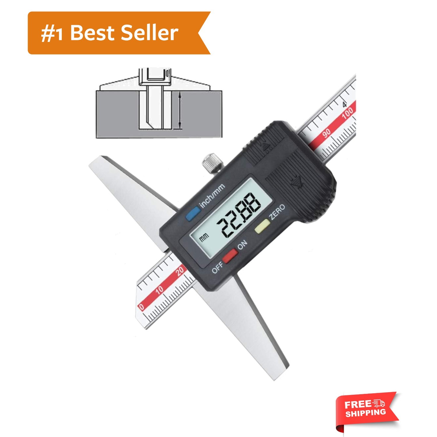 Depth Gauge Vernier Caliper,0-6"/150mm,0-8"/-12"/300mm Digital 0-150mm