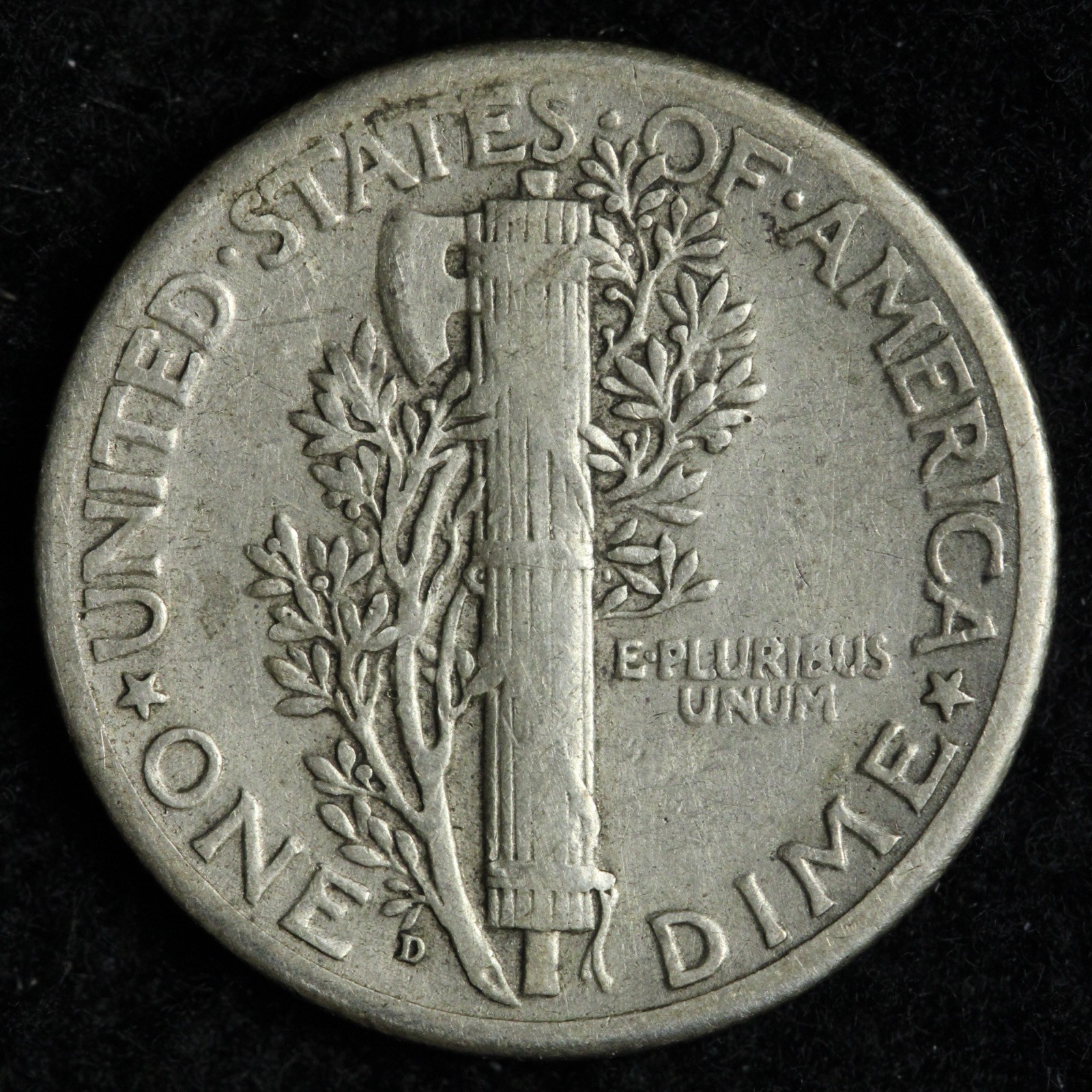 1928-D Mercury Silver Dime XF E306 VGNL