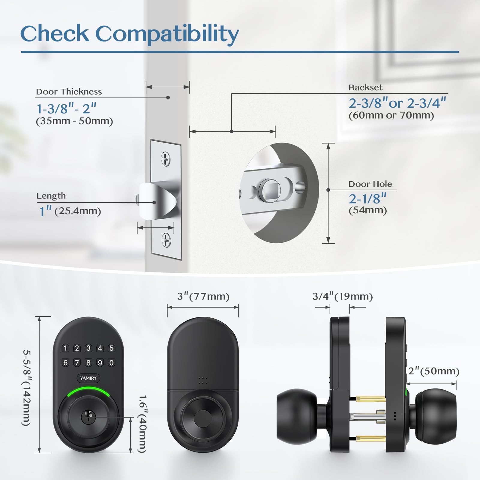 Keypad Smart Door Knob Lock, Keyless Entry Digital Lock with Handle, Electron...