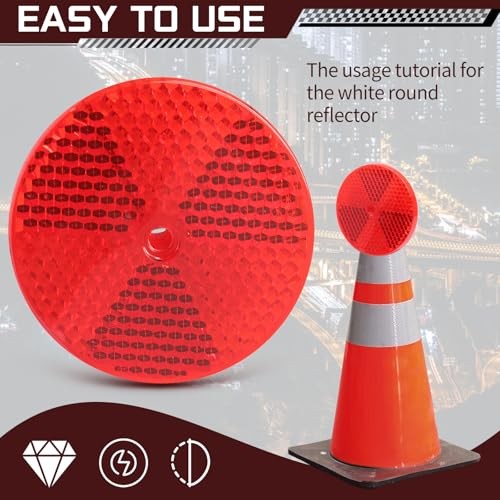10 Pack Front Round Reflector Reflector Trailers Center Mounting Hole, Red