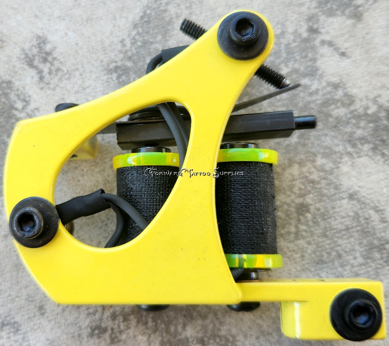 Yellow Jensen Shader Tattoo Machine Transparent Yellow & Black Forward Handmade
