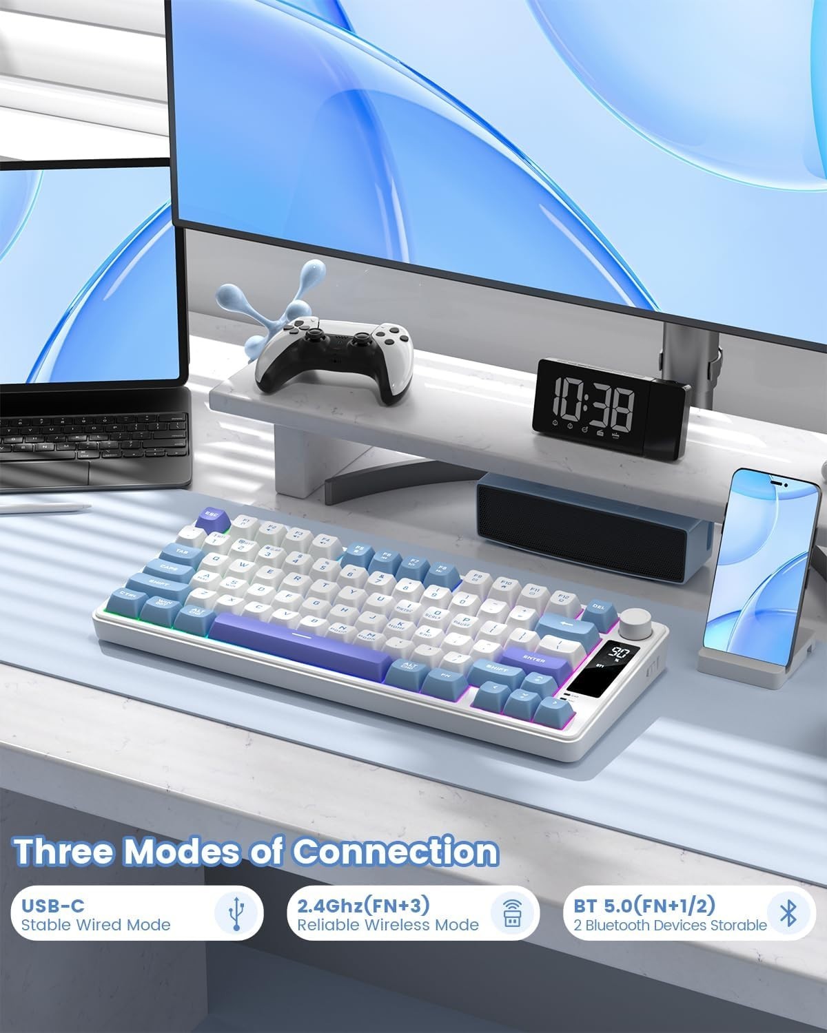 Elegant Womier DK75 Wireless Gaming Keyboard with RGB Backlighting, 75% Layout
