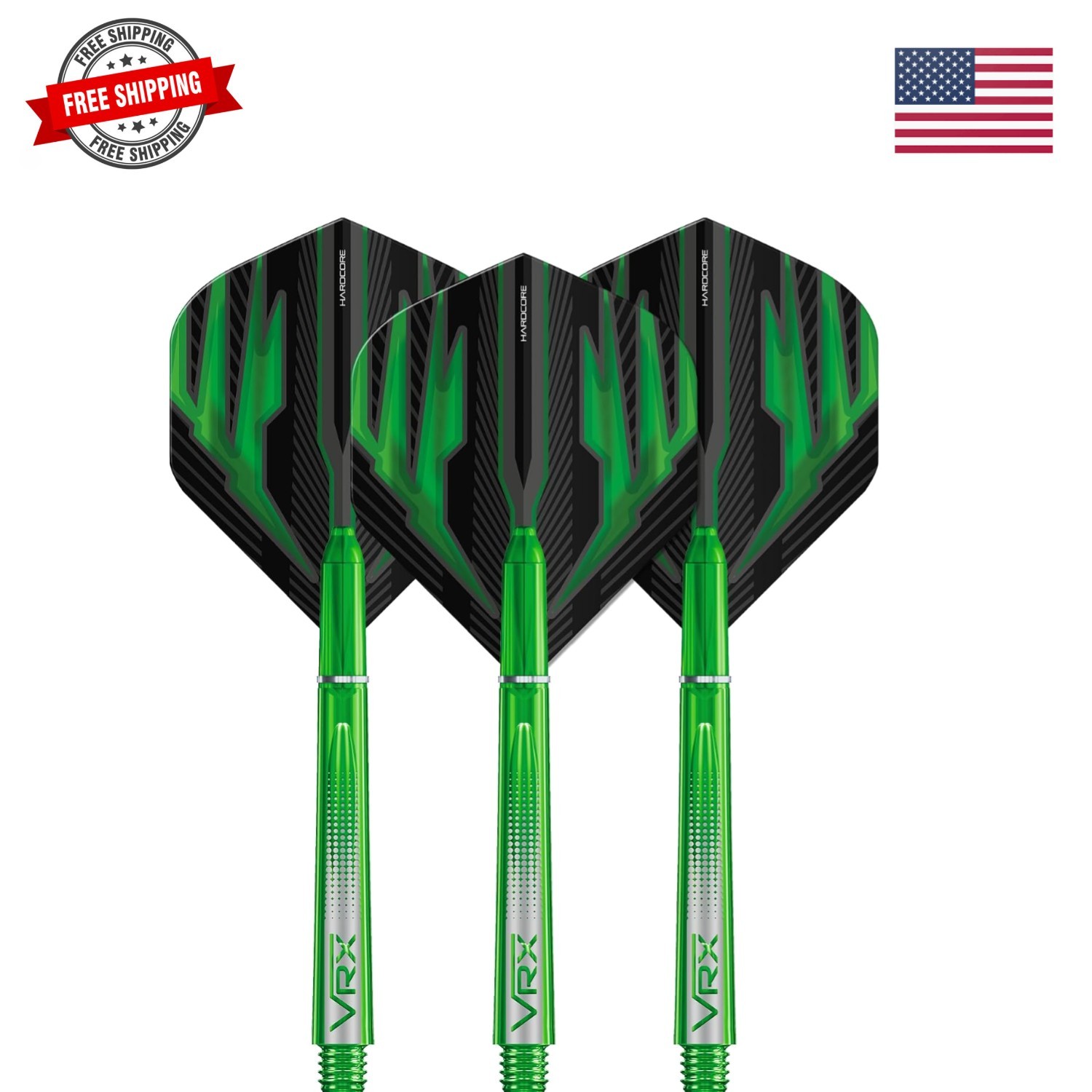 Darts Flight & Shaft Combo Green - 4 Sets of Standard Flights and 4 Sets of M...