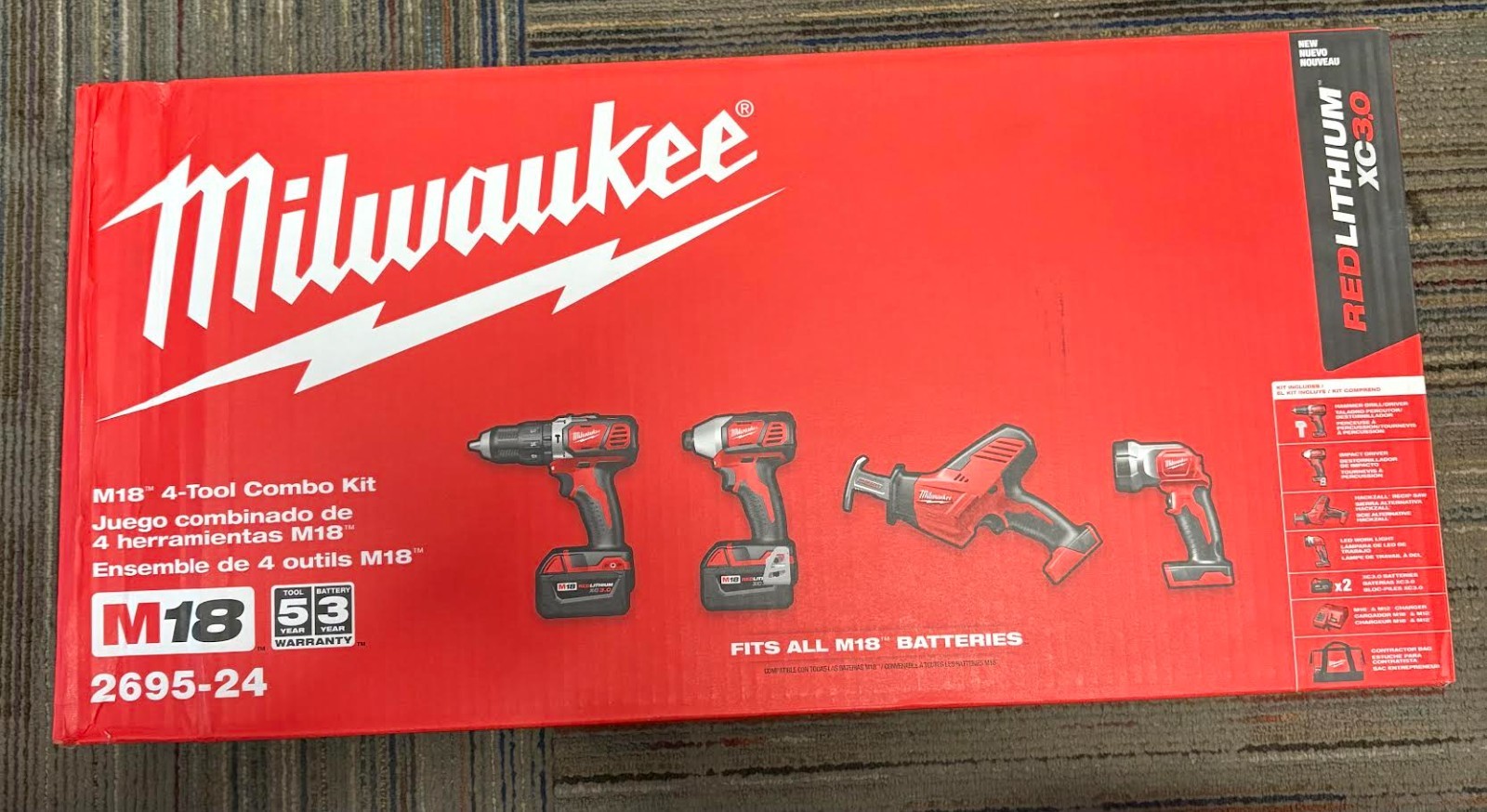 Milwaukee Tool 2695-24 M18 Cordless Lithium-Ion 4-Tool Combo Kit W/ M18