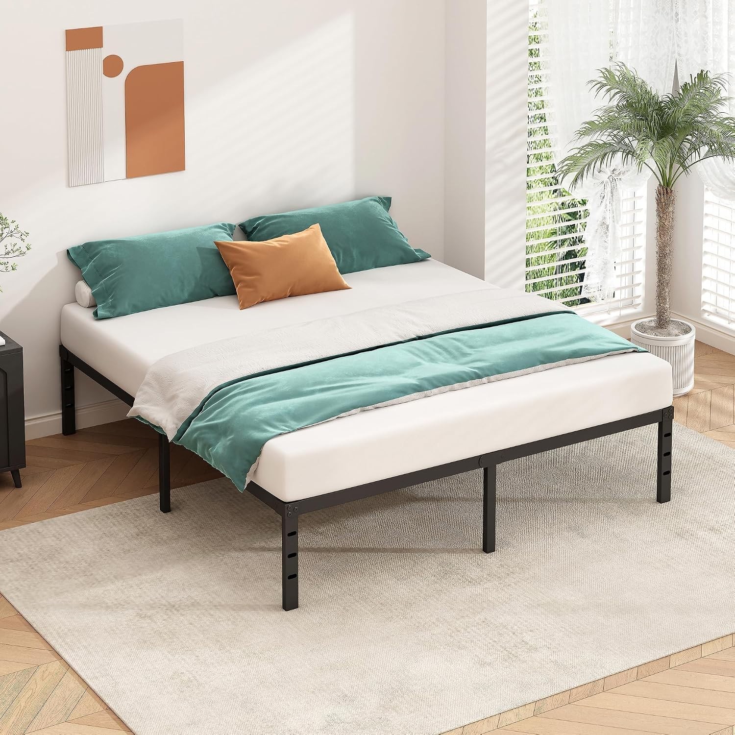 Metal Platform Bed Frame 14 Inch Tall,No Box Spring Needed,Full Size Bed