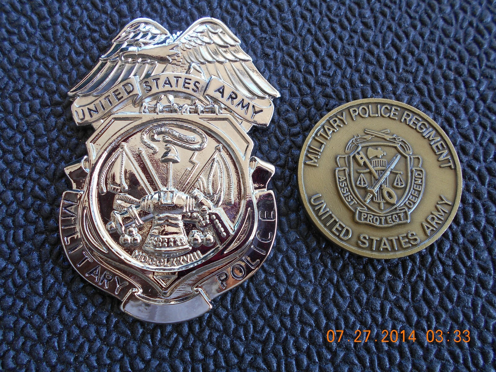 ARMY MILITARY POLICE REGIMENT  -  Challenge Coin  &  OBSOLETE SHIELD