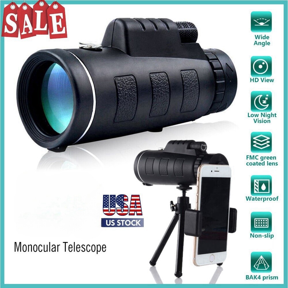 Zoom HD Monocular Starscope Monocular Telescope BAK4 w/Phone clip,tripod