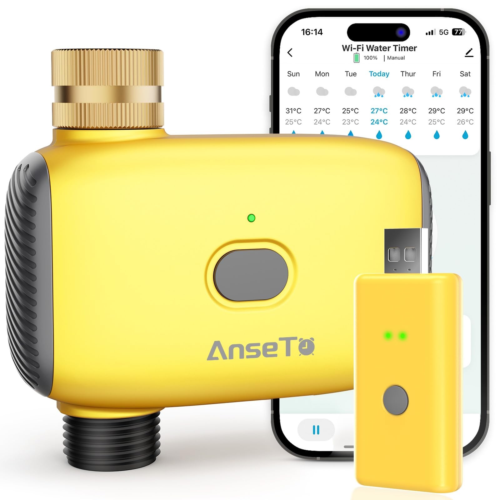 AnseTo WiFi Water Timer for Garden WiFi Sprinkler Timer Outdoor, Irrigation T...