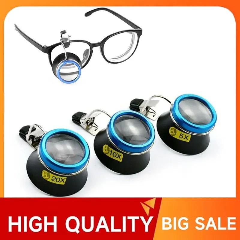 Clip-On Eyeglass Magnifier 5X 10X 20X Loupe Watch Repair Tool Jeweler Magnifying