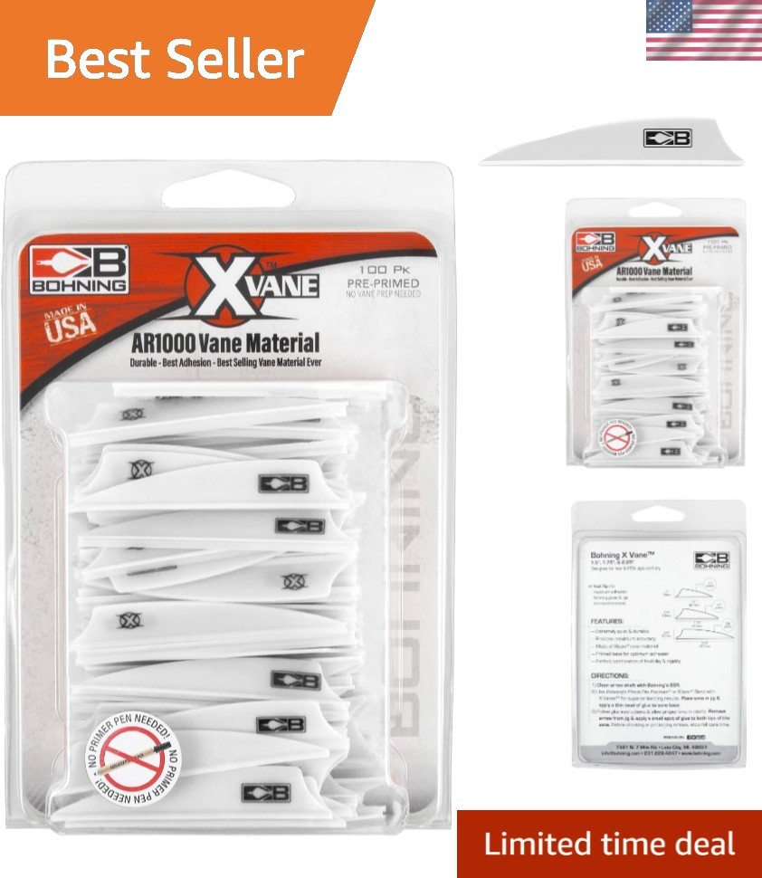100 Pack 2.25" Shield Cut Vanes in White - Low Profile for Flatter Trajectories