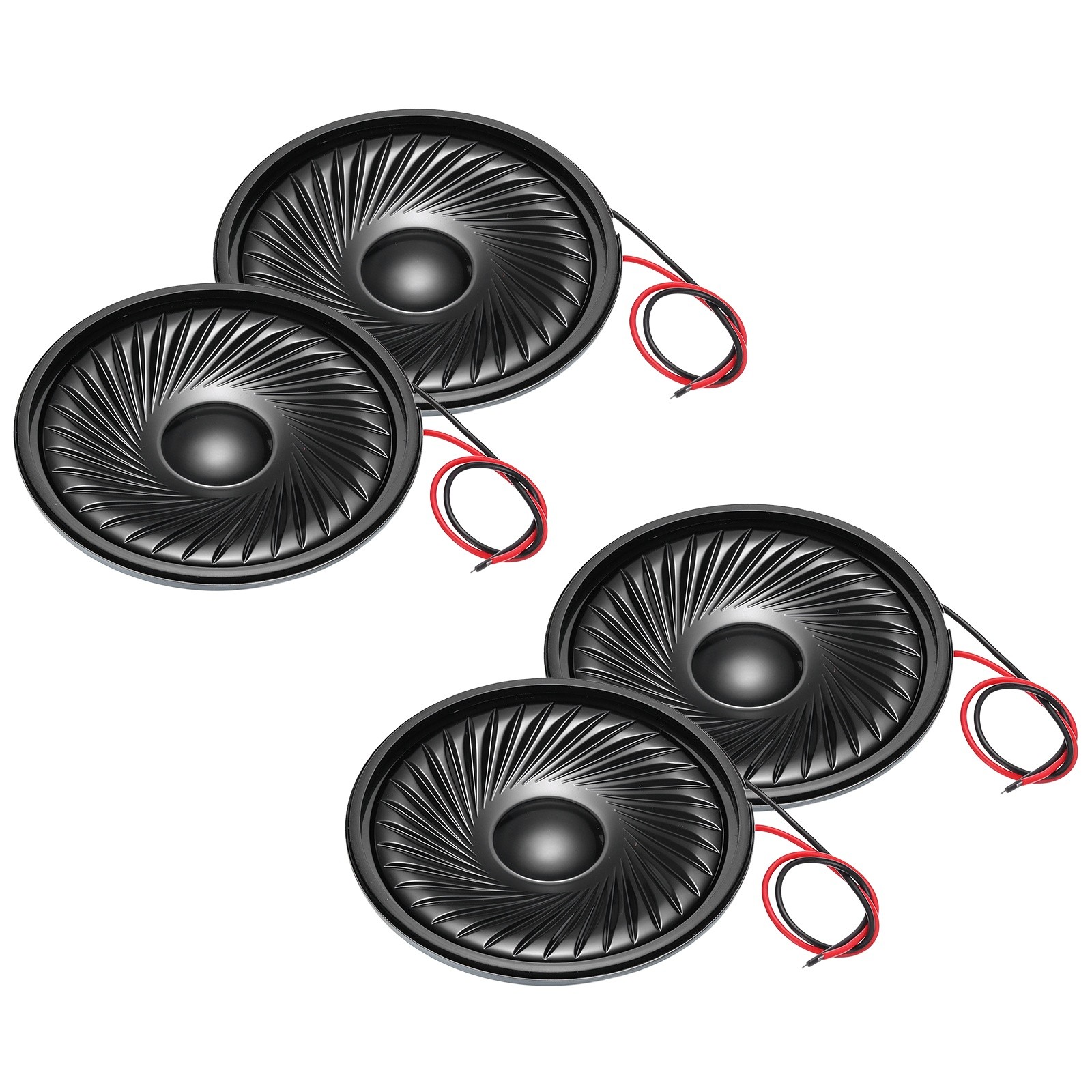 4 Pcs 1W 8 Ohm Small Speakers Metal Round Speaker with Wires, 50x7.7mm Black