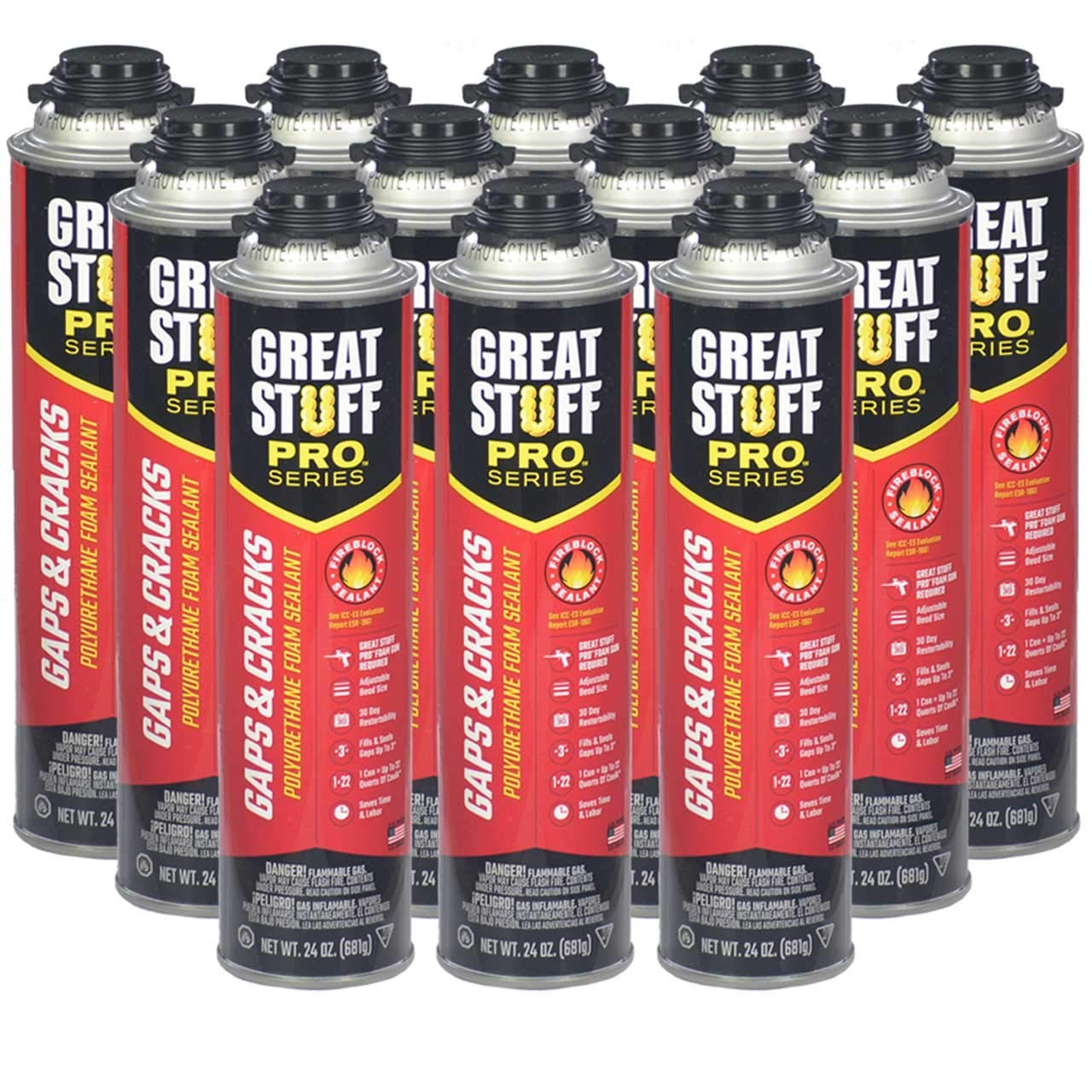 Gaps & Cracks – 24 oz Fireblock Foam Insulation Sealant – Closed Cell, Polyur...