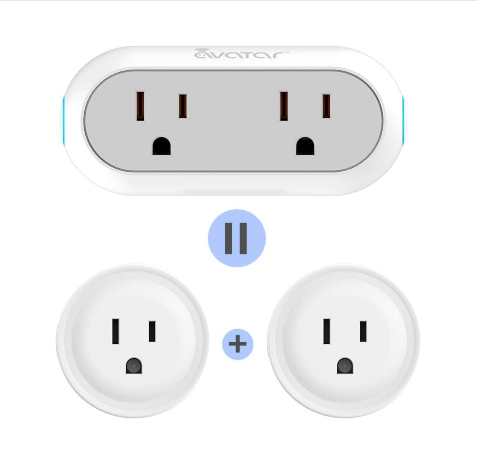 4 Socket/2 Pack Smart WiFi Plugs Dual Outlets Alexa Google ITFFF SmartThings