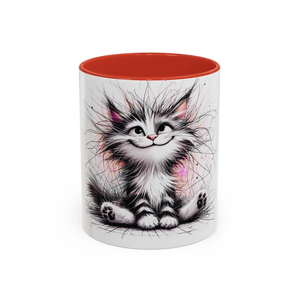 11oz Ceramic Cat Mug – Cute Accent Coffee Cup, Gift for Cat Owner