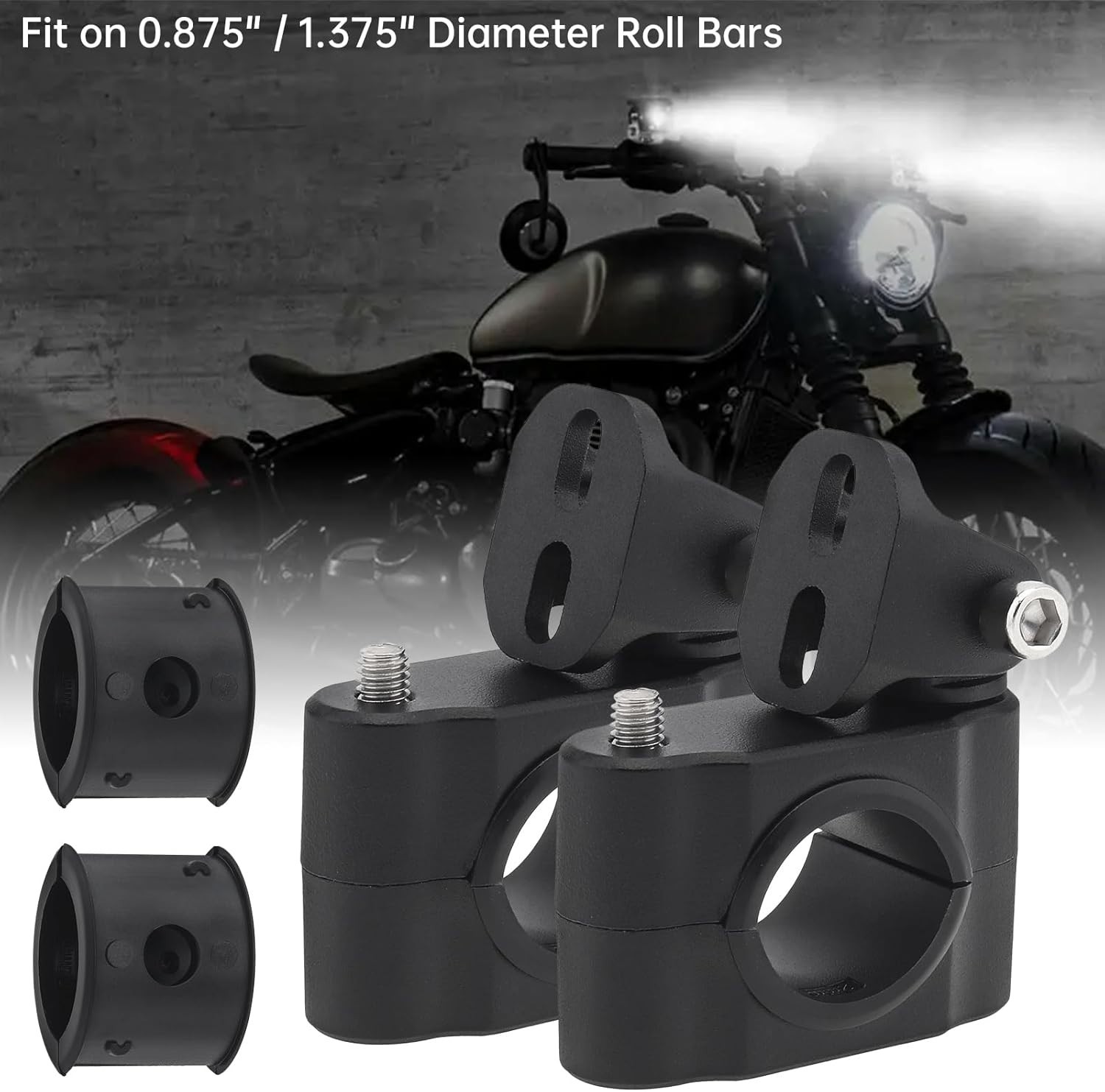 Durable Light Bar Mounts for UTV/ATV - Polished 360-Degree Angle Adjustable