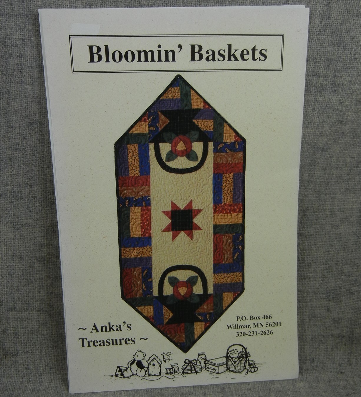 Bloomin Baskets Pieced Quilt Pattern Anka's Treasures Wall Hanging Uncut
