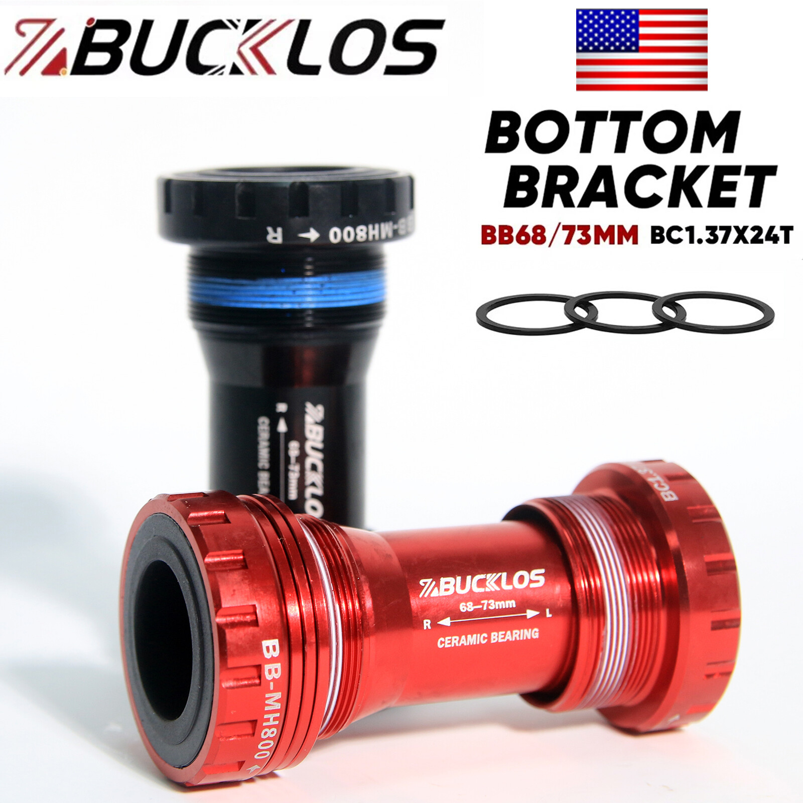 MTB BIKE BOTTOM BRACKET 68-73MM THREADED HOLLOWTECH II 24mm BEARING FOR SHIMANO