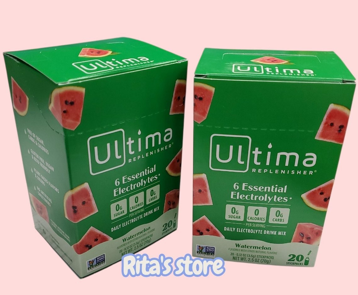 2 PACK Ultima Replenisher Daily Electrolyte Drink Mix Watermelon 20 Stickpacks