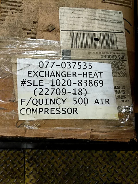 Quincy SLE-1020-83869 Heat Exchanger (22709-18) for Quincy 500-New In Box