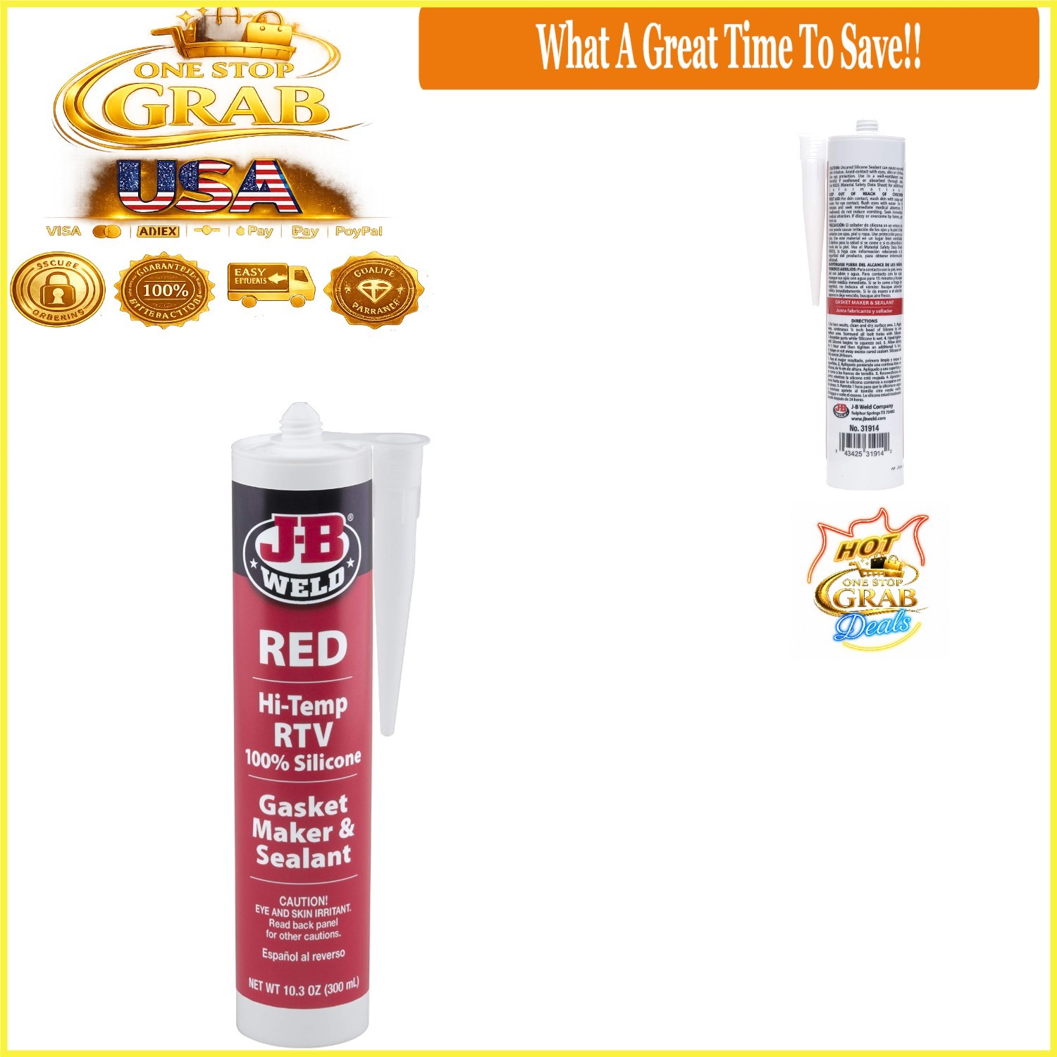 Red High Temp RTV Silicone Gasket Maker Sealant 10.3 oz Waterproof Metal