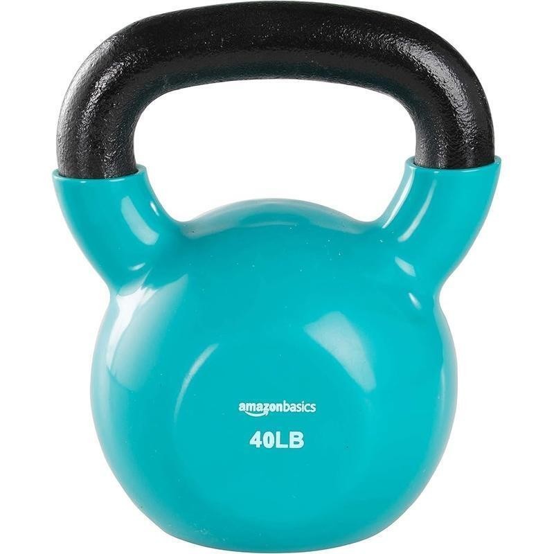 40lb Kettlebell Solid Cast Iron Vinyl Coating Strength Training Fitness Exercise