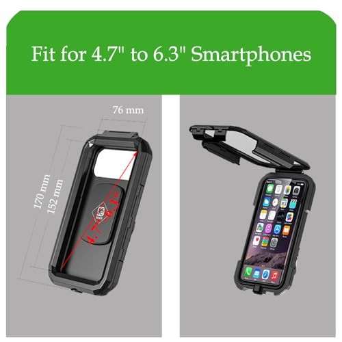 UTV Phone Mount with Waterproof Protector, 360 Degree Adjustable Holder,
