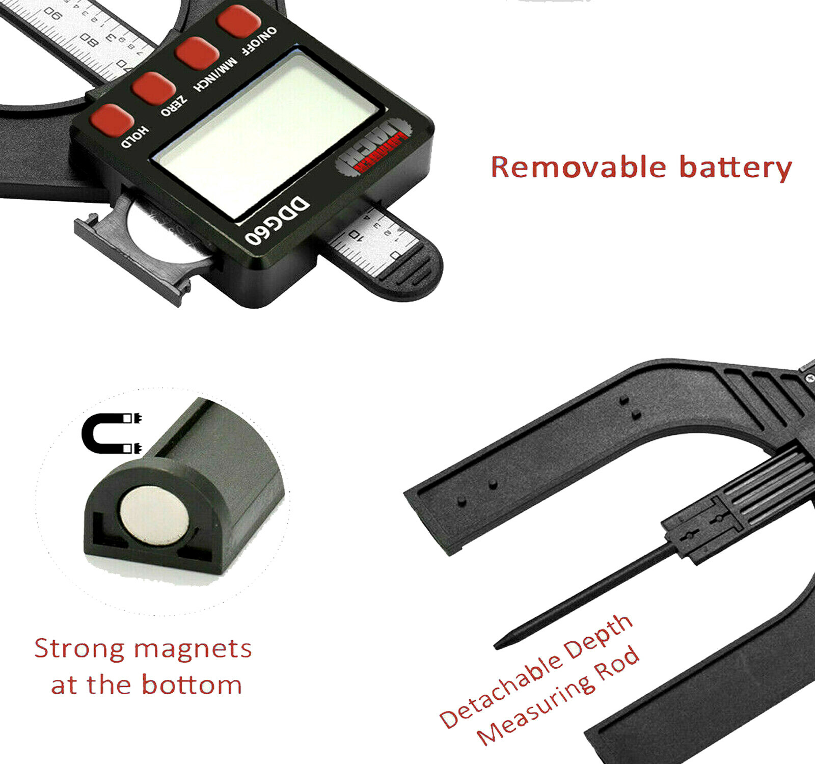 Digital Depth Gauge LCD Display 0- 85mm 60mm Jaw for Routers Table & Saws