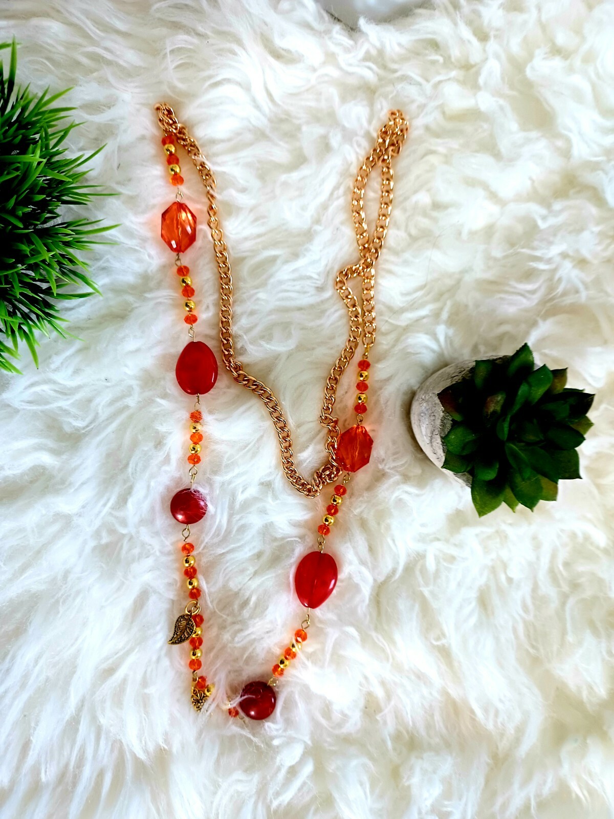Trendy, versatile and Luxury long chain-bead necklace
