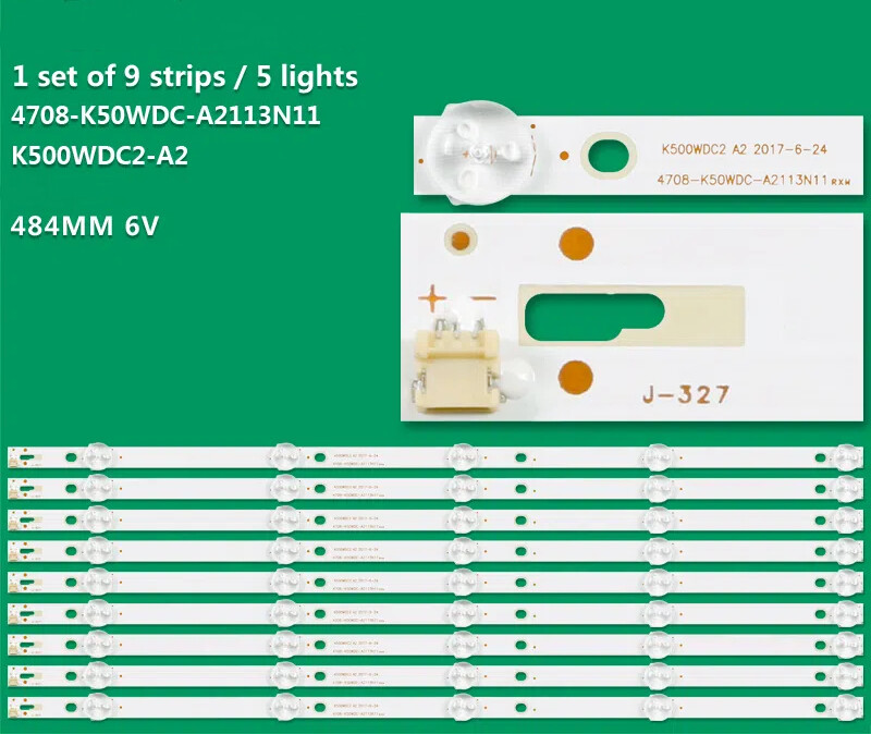 9Pcs LED Backlight Strips 4708-K50WDC-A4113N01 For Toshiba  50LF621C21