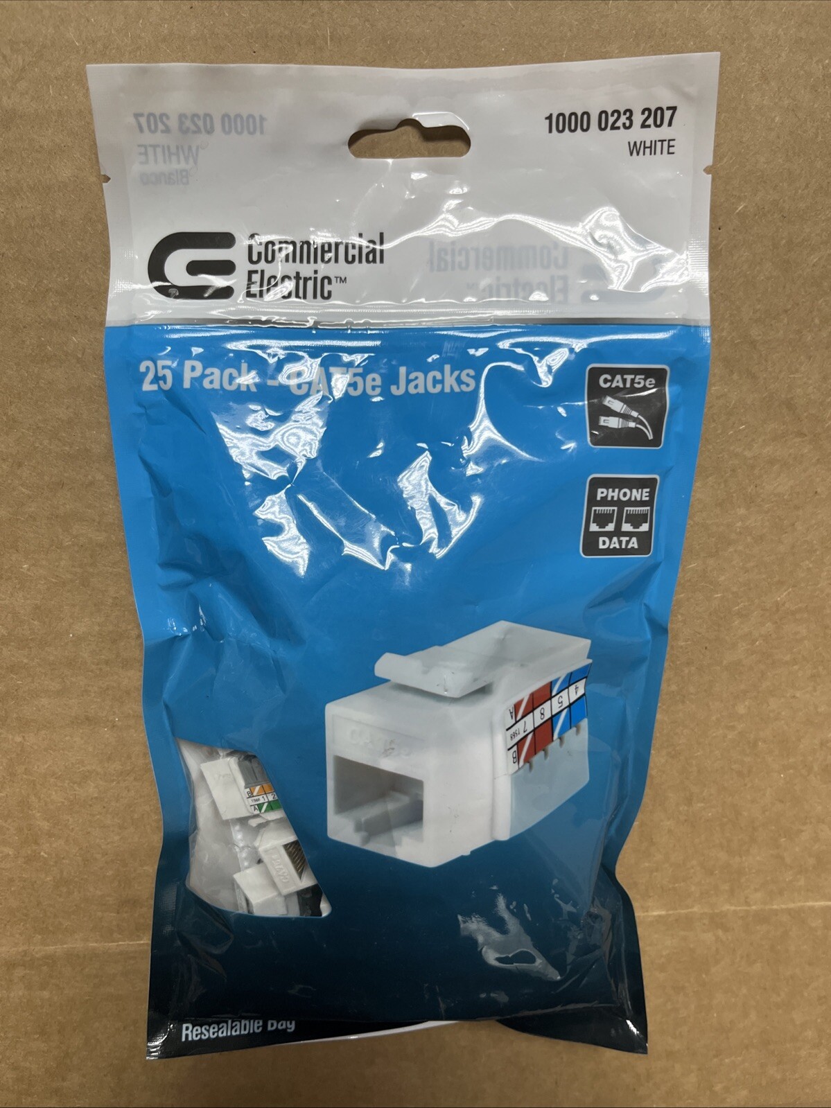 Commercial Electric Category 5e Jack - White (25-Pack)