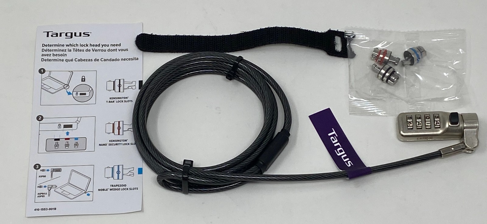 Targus Defcon 3-in-1 Serialized Combo Cable Lock ~ Model ASP86GLX-S