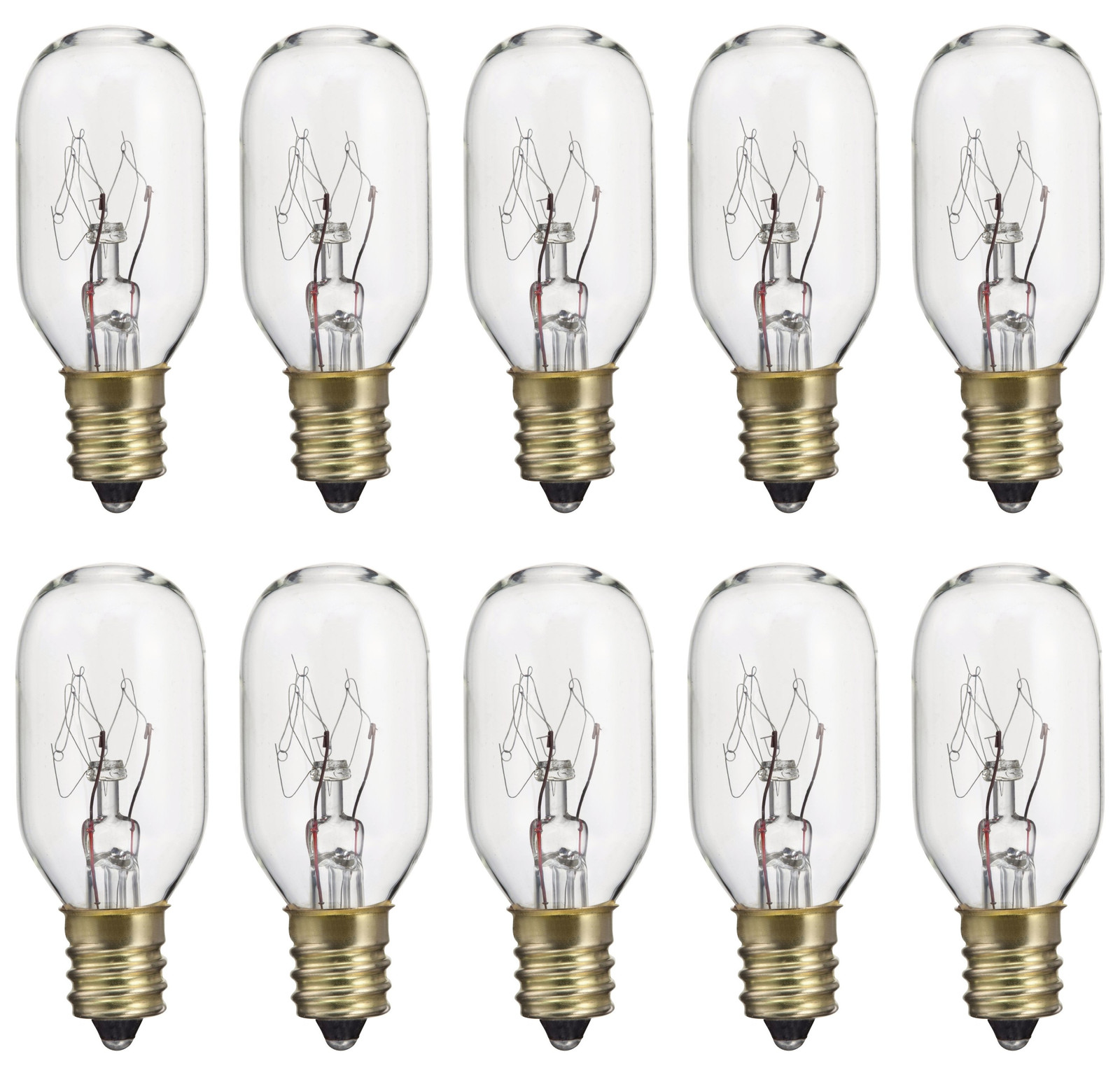 10-pack 15 Watt 130 Volt T7 Candelabra E12 bulb 15T7C/15T7/130V 15W Exit Signs
