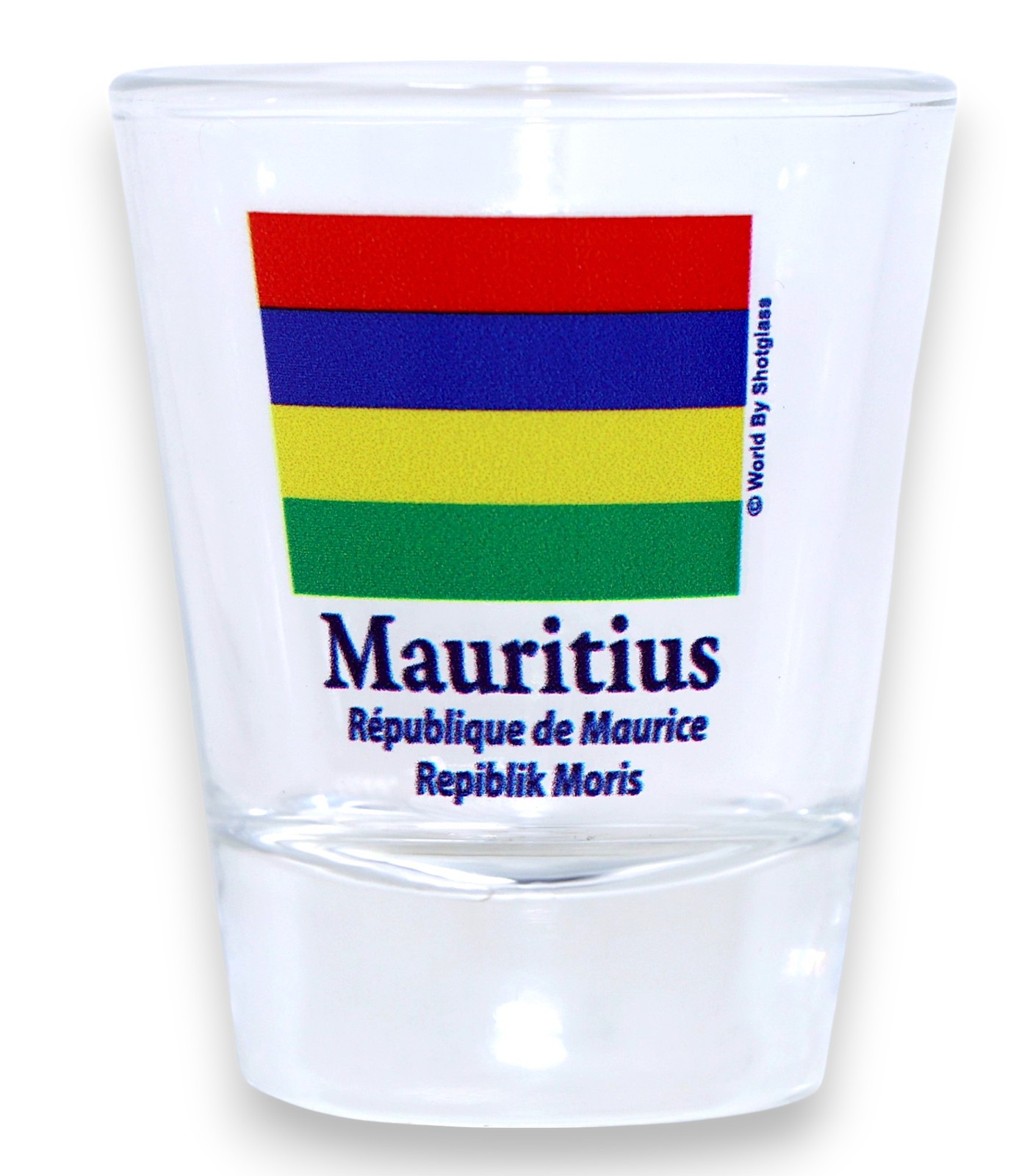MAURITIUS FLAG SHOT GLASS SHOTGLASS