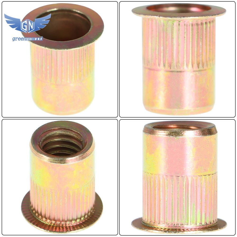 50 Pcs 3/8-16 Carbon Steel Rivet Nut Flat Head Threaded Insert us