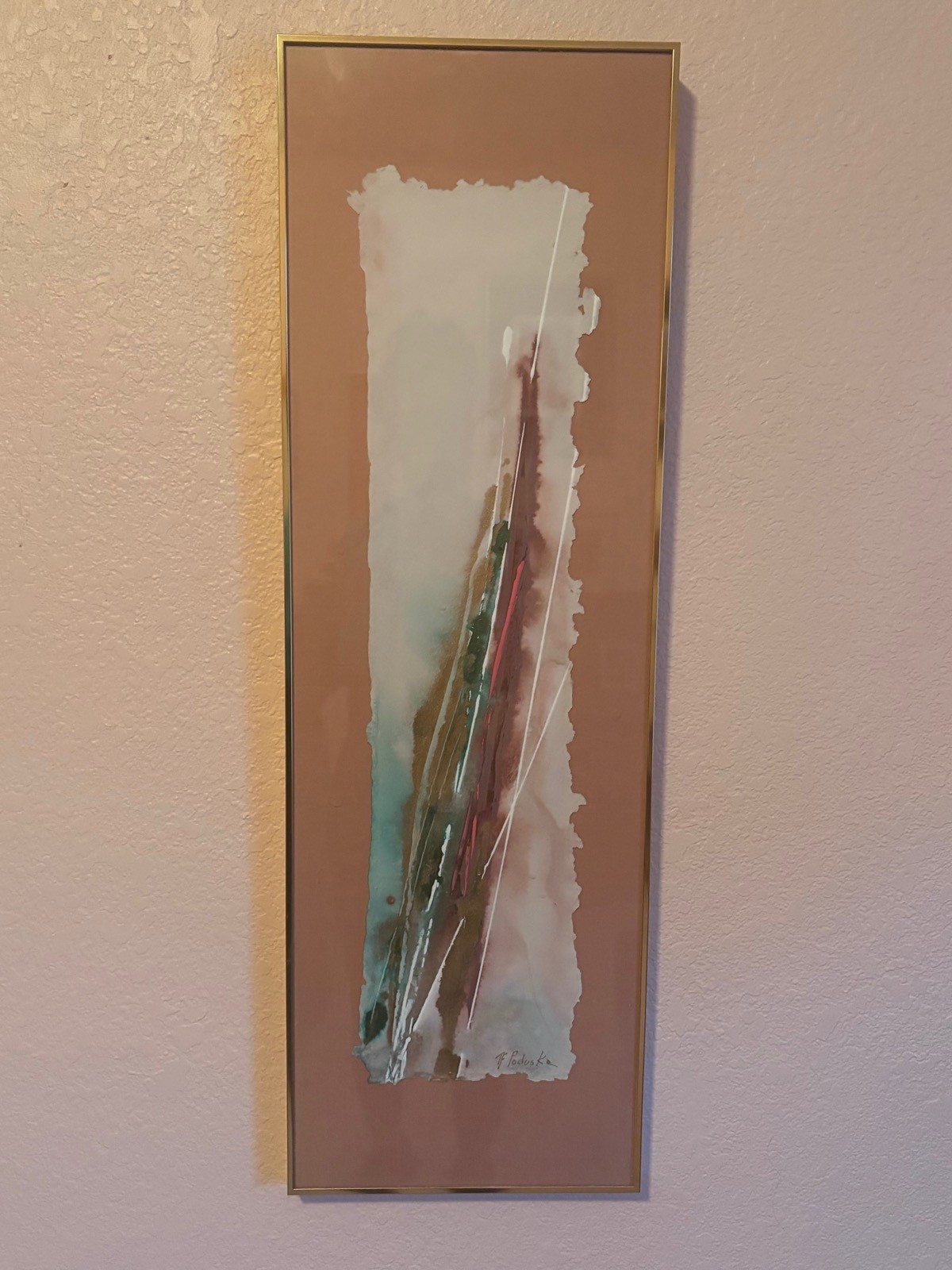 Abstract Art "Free Flight" T F Poduska Mixed Media Framed Contemporary Painting
