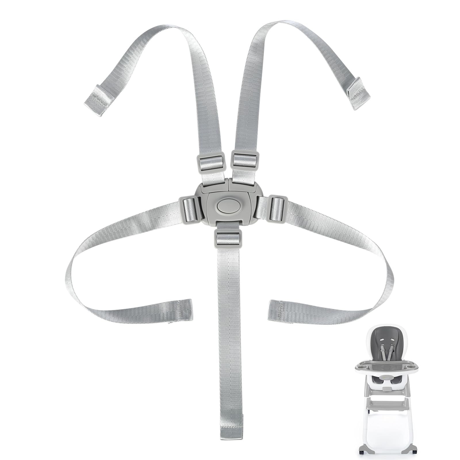 Adjustable High Chair Straps Replacement Compatible with Ingenuity for Grey