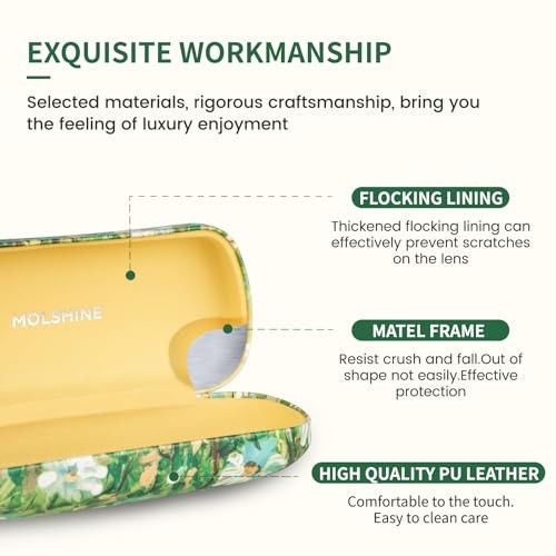 Hard Shell Sunglasses Case, Classic Large Glasses Case for Yellow Daisy
