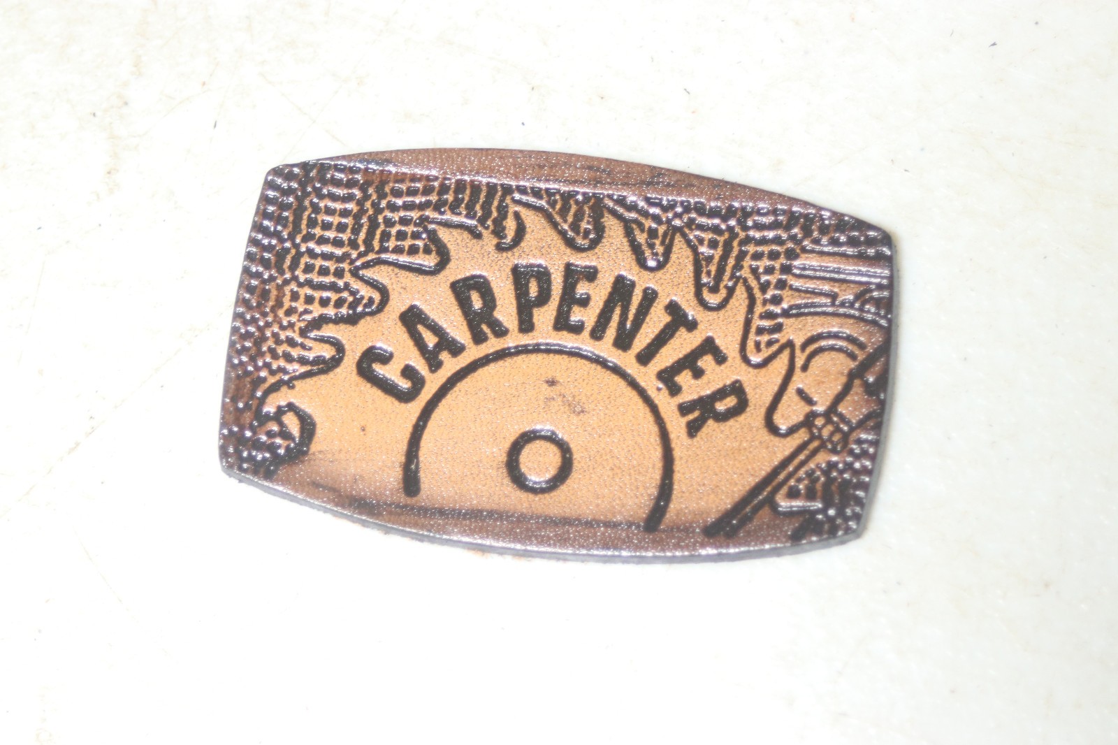 Lot of 10 Die Cut & Stamped 1-3/4 x 3 Inch Leather Pieces Carpenter