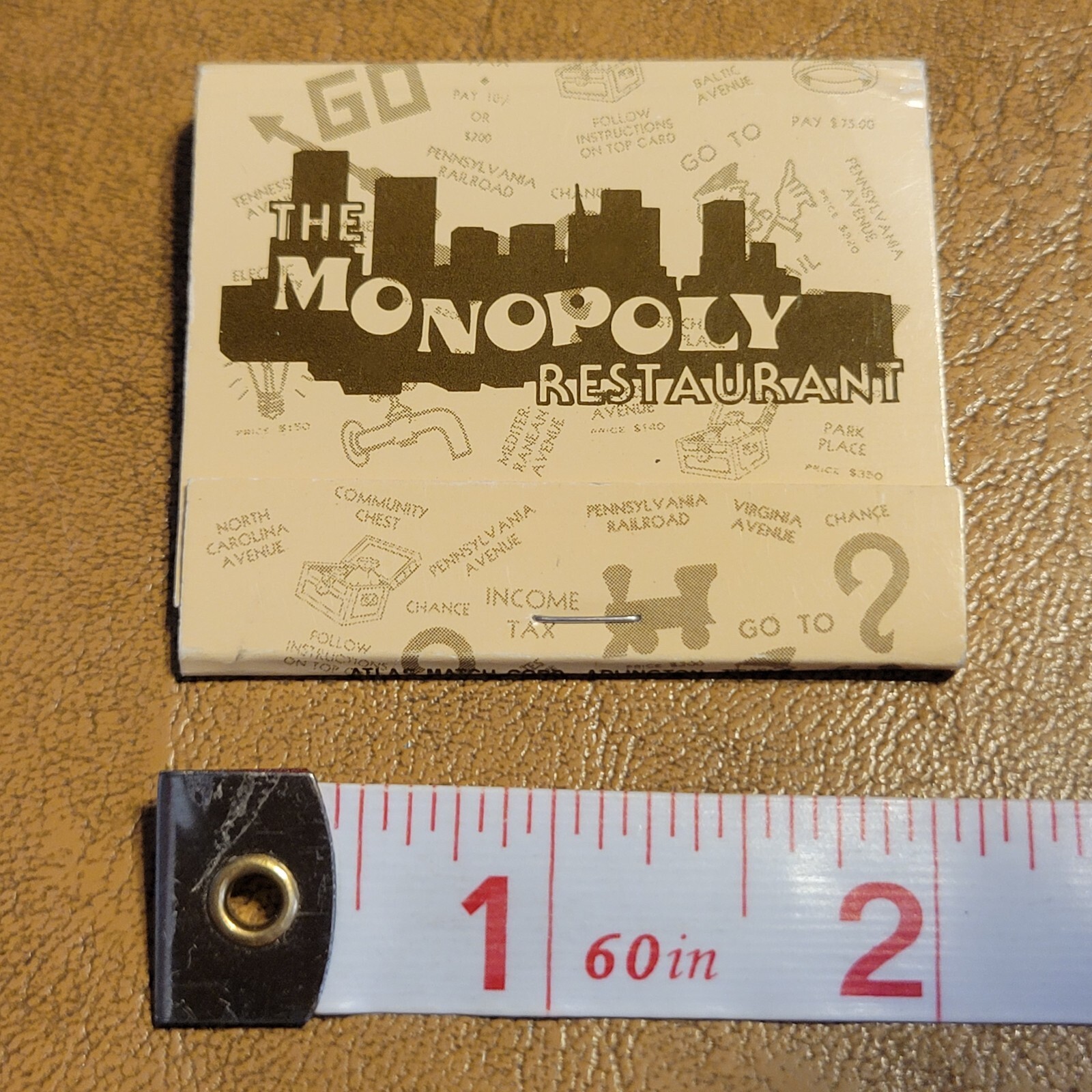 The Monopoly Restaurant Dallas TX Vintage Matchbook Unused Unstruck advertising