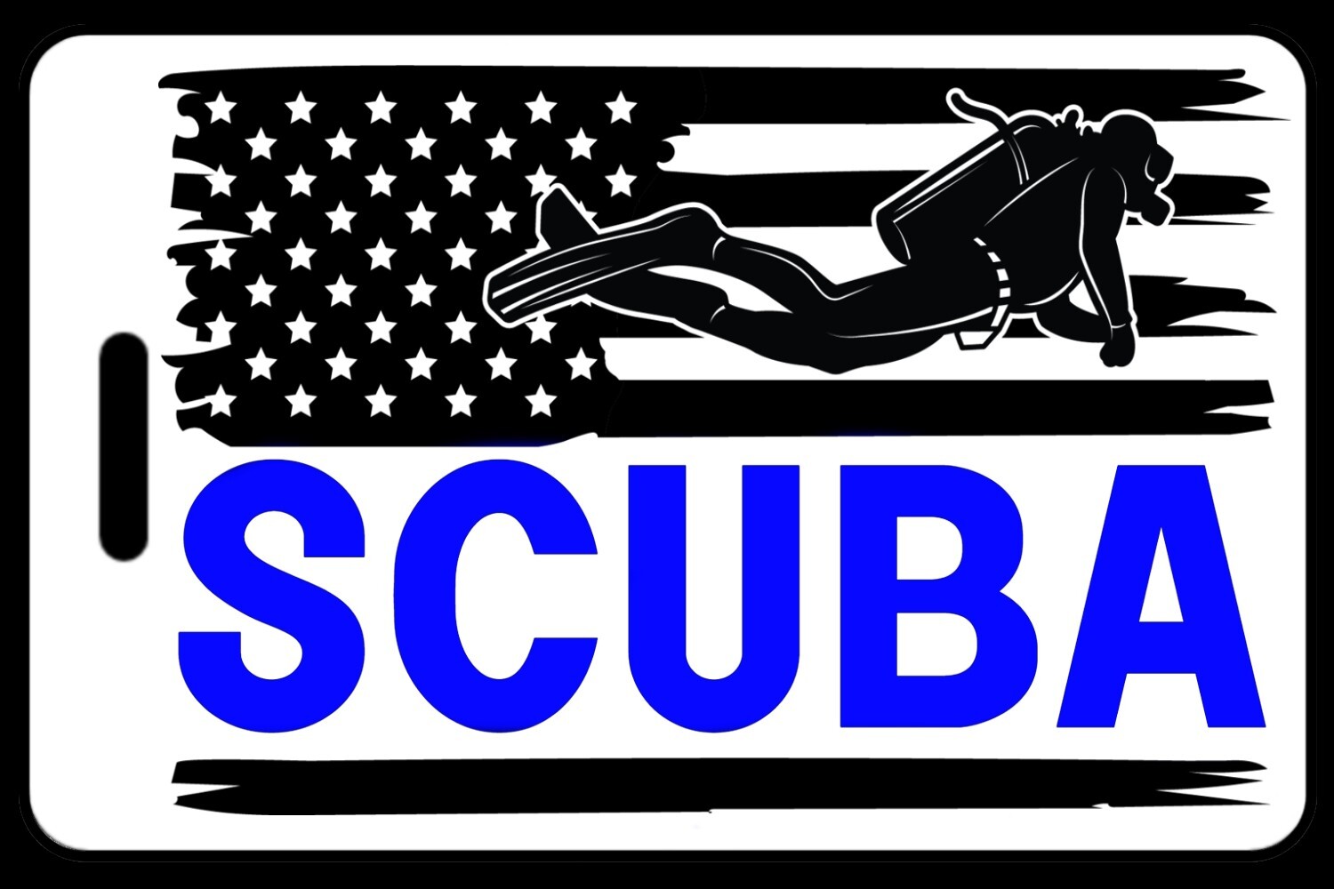 Personalized Lo-Viz US Flag with Blue SCUBA Luggage/Gear Bag Tag