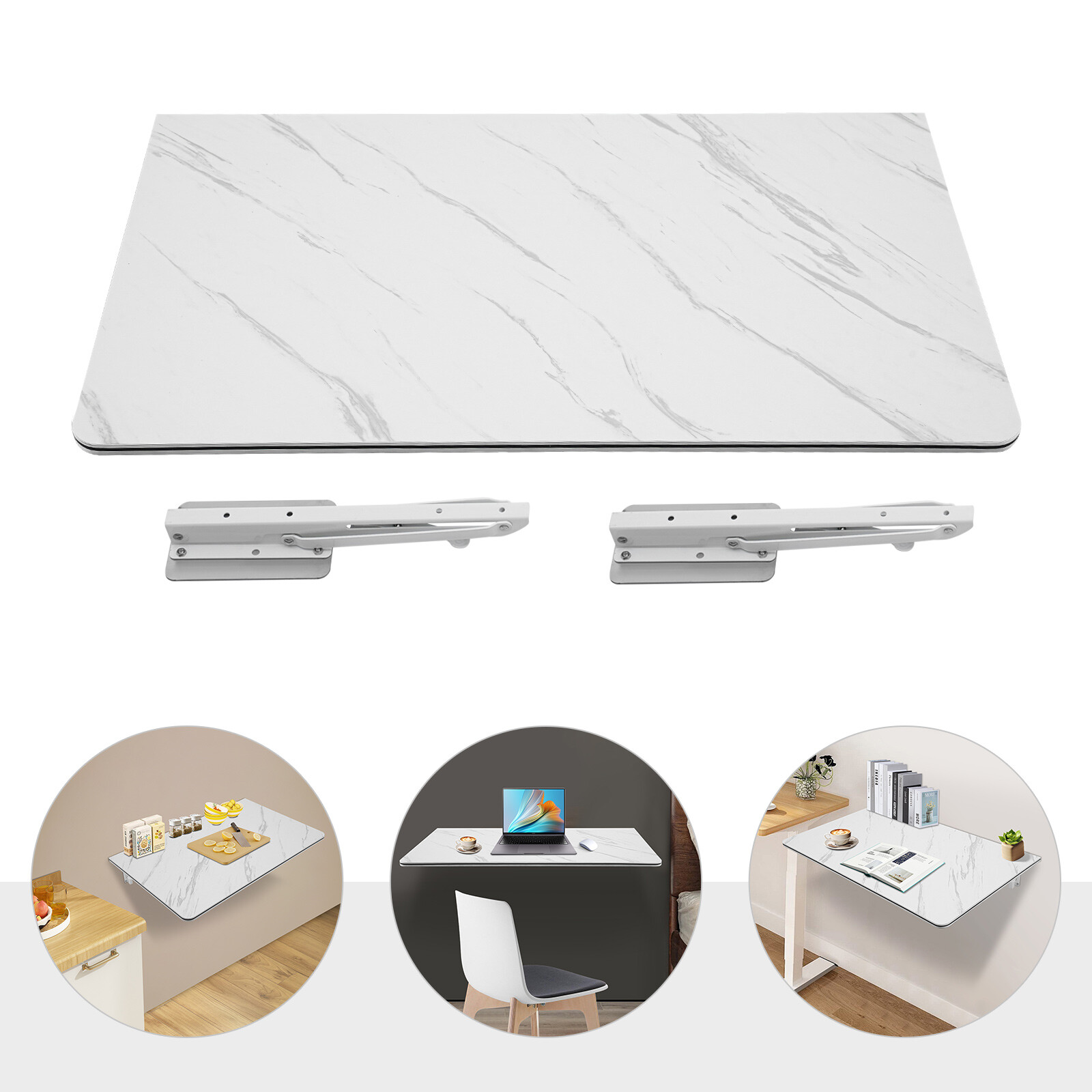 Folding Wall Mounted Laptop Desk with Brackets Space Saving Foldable Table US~