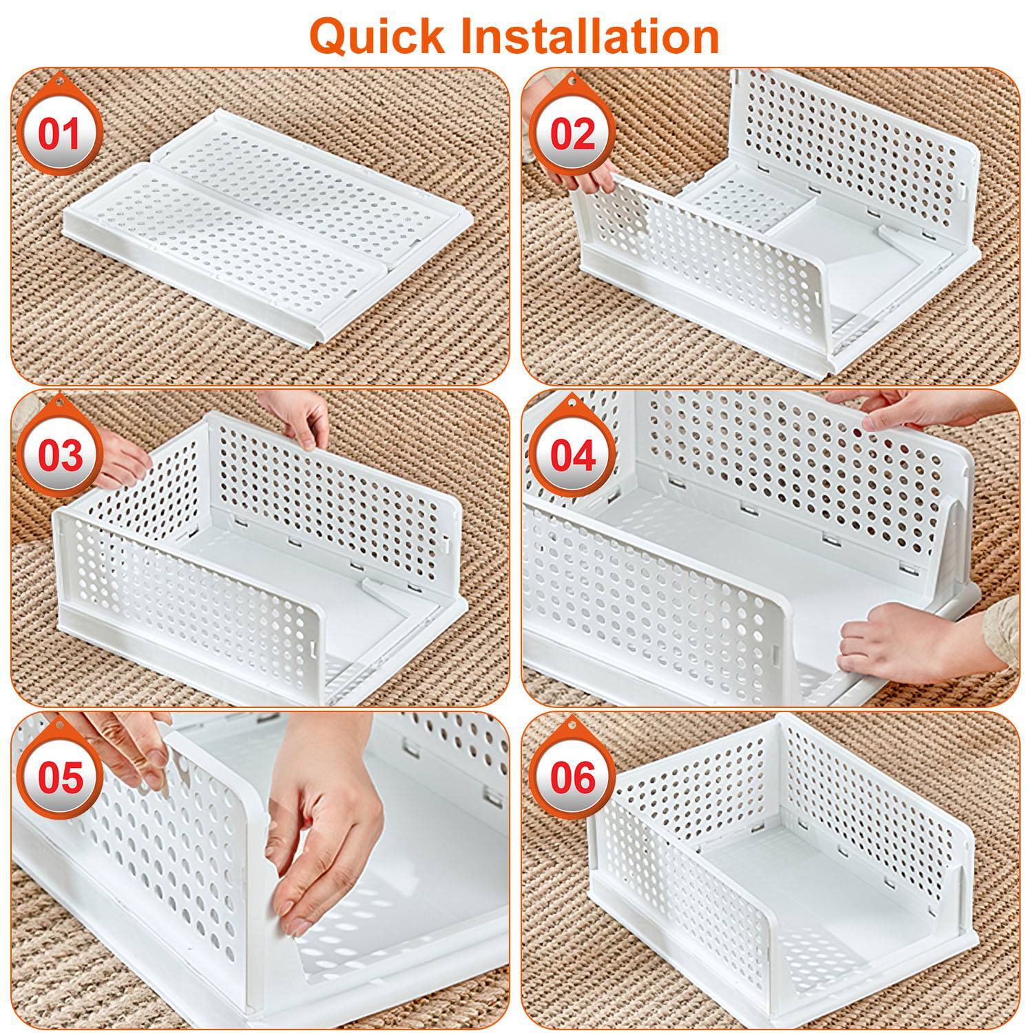 4PCS Closet Organizer Stackable Push-Pull Clothes Foldable Plastic Organizer